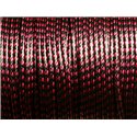 Bobine 90 mètres - Fil Cordon Coton Ciré 2mm Bicolore Noir Rouge Rose