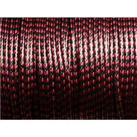 Bobina 90 metros - Hilo Cordón Algodón Encerado 2mm Bicolor Negro Rojo Rosa