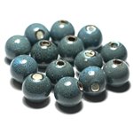 50pc - Perles Céramique Porcelaine Bleu Turquoise Tacheté Boules 16mm