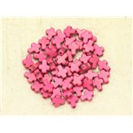 Fil 39cm 38pc env - Perles Pierre Turquoise Synthèse Reconstituée Croix 10x8mm Rose Fluo