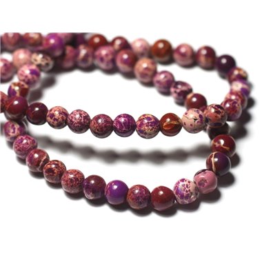 Fil 39cm 65pc env - Perles de Pierre - Jaspe Sédimentaire Boules 6mm Violet Prune
