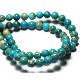 10pc - Stone Beads - Sedimentary Jasper Balls 6mm Turquoise Blue - 8741140028579