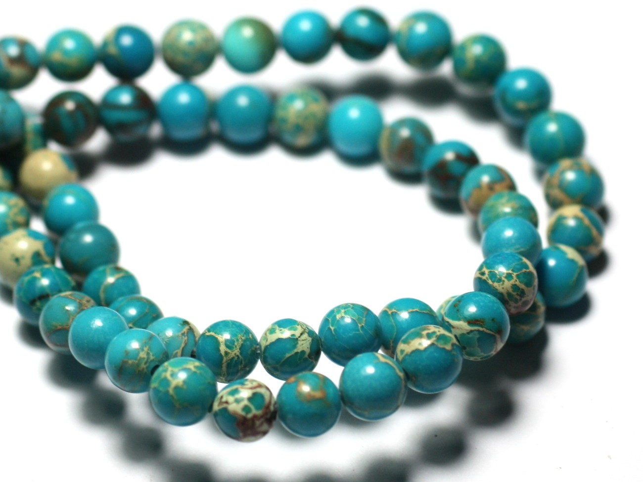 10pc - Perles de Pierre - Jaspe Sédimentaire Boules 6mm Bleu Turquoise - 8741140028579