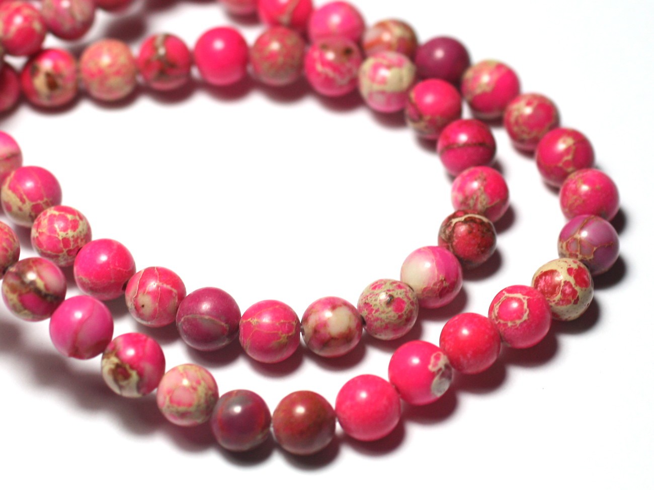 10pc - Perles de Pierre - Jaspe Sédimentaire Boules 6mm Rose Fluo - 8741140028593
