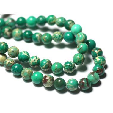 Fil 39cm 63pc env - Perles de Pierre - Jaspe Sédimentaire Boules 6mm Vert Turquoise