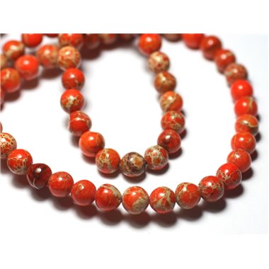 10pc - Perles de Pierre - Jaspe Sédimentaire Boules 6mm Orange Beige - 8741140028746
