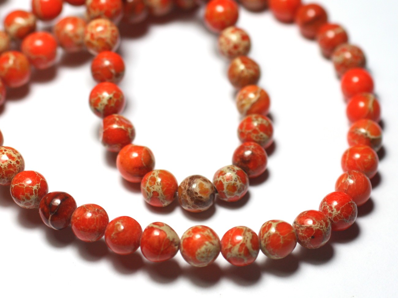 10pc - Perles de Pierre - Jaspe Sédimentaire Boules 6mm Orange Beige - 8741140028746