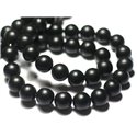 20pc - Perles de Pierre - Onyx noir mat sablé givré ciré Boules 4mm - 8741140028814