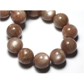 Thread 39cm 27pc approx - Stone Beads - Moonstone gray pink Balls 14mm
