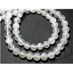 Fil 39cm 63pc env - Perles de Pierre - Pierre de Lune blanche arc en ciel A Boules 6mm Fil 39cm 63pc env - Perles de Pierre - Pierre de Lune blanche arc en ciel A Boules 6mm
