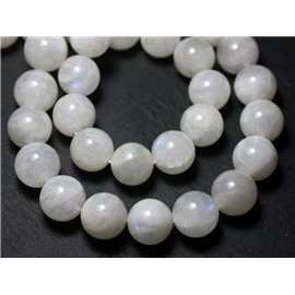 Thread 39cm 33pc approx - Stone Beads - White Rainbow Moonstone Balls 12mm