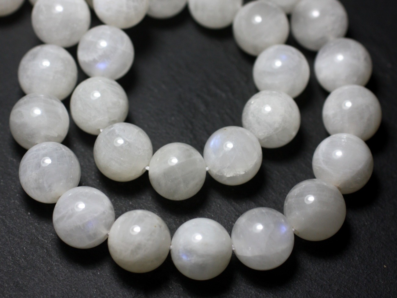 1pc - Perles de Pierre - Pierre de Lune blanche arc en ciel Boules 12mm - 8741140028937