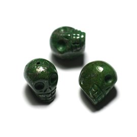 1pc - Stone Bead - Green Pyrite - Skull 15mm Drilling Top Bottom - 8741140028944