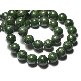 Filo 39 cm 36 pz circa - Perline di pietra - Sfere di pirite verde 10 mm