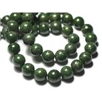 Fil 39cm 36pc env - Perles de Pierre - Pyrite Verte Boules 10mm