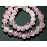 Fil 39cm 54pc env - Perles de Pierre - Quartz Rose Galets Roulés 8-12mm