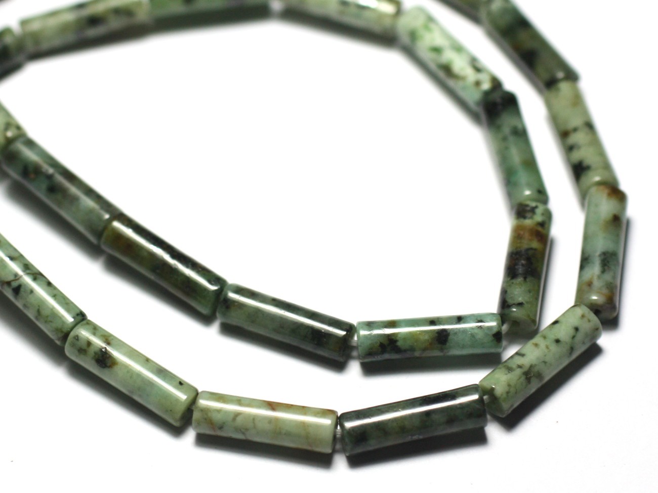 Fil 39cm 28pc env - Perles de Pierre - Turquoise Afrique Tubes 13x4mm