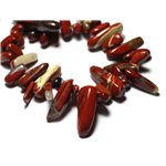 10pc - Perles Pierre - Jaspe Rouge Poppy Chips Batonnets 10-25mm Rouge Marron Brique - 8741140029026