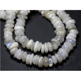Thread 39cm 110pc approx - Stone Beads - White Rainbow Moonstone Chips Palets Rondelles 8-11mm