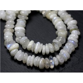 10pz - Perline di pietra - Rondelle di Chips Palets Rainbow White Moonstone 8-11mm - 8741140029040