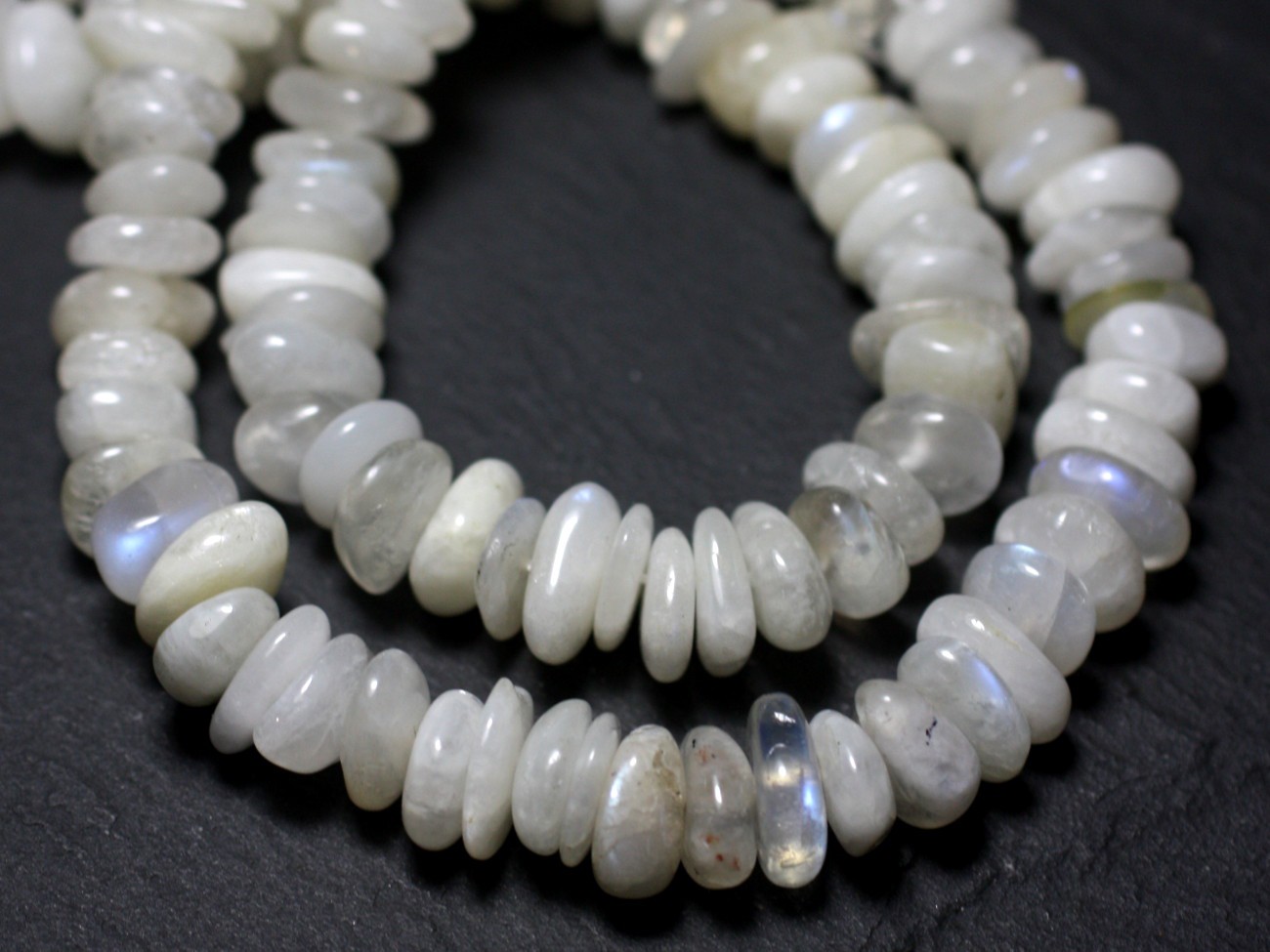 10pc - Perles de Pierre - Pierre de Lune blanche arc en ciel Chips Palets Rondelles 8-11mm - 8741140029040