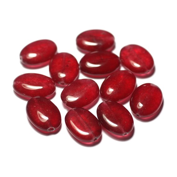 4pc - Perles de Pierre - Jade Ovales 18x13mm Rouge Cerise - 8741140029101