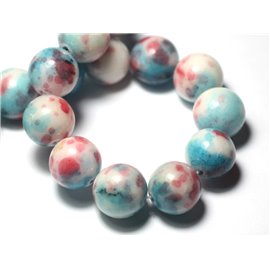 4pc - Stone Beads - Jade Balls 14mm White Blue Turquoise Pink Red - 8741140029125