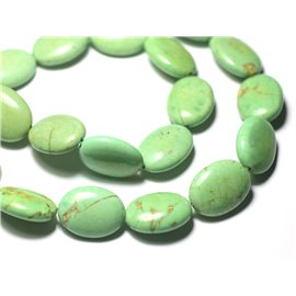 Thread 39cm approx 19pc - Synthetic Turquoise Stone Beads Oval 20x15mm Light green pastel almond