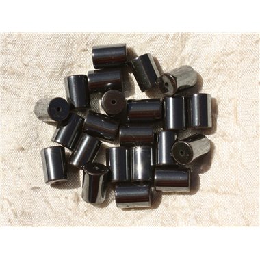 25pc - Perles de Pierre - Hématite Tubes 8x6mm - 8741140029163