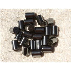 25pc - Stone Beads - Hematite Tubes 8x6mm - 8741140029163
