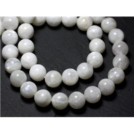 Thread 39cm 65pc approx - Stone Beads - Rainbow White Moonstone Balls 6mm