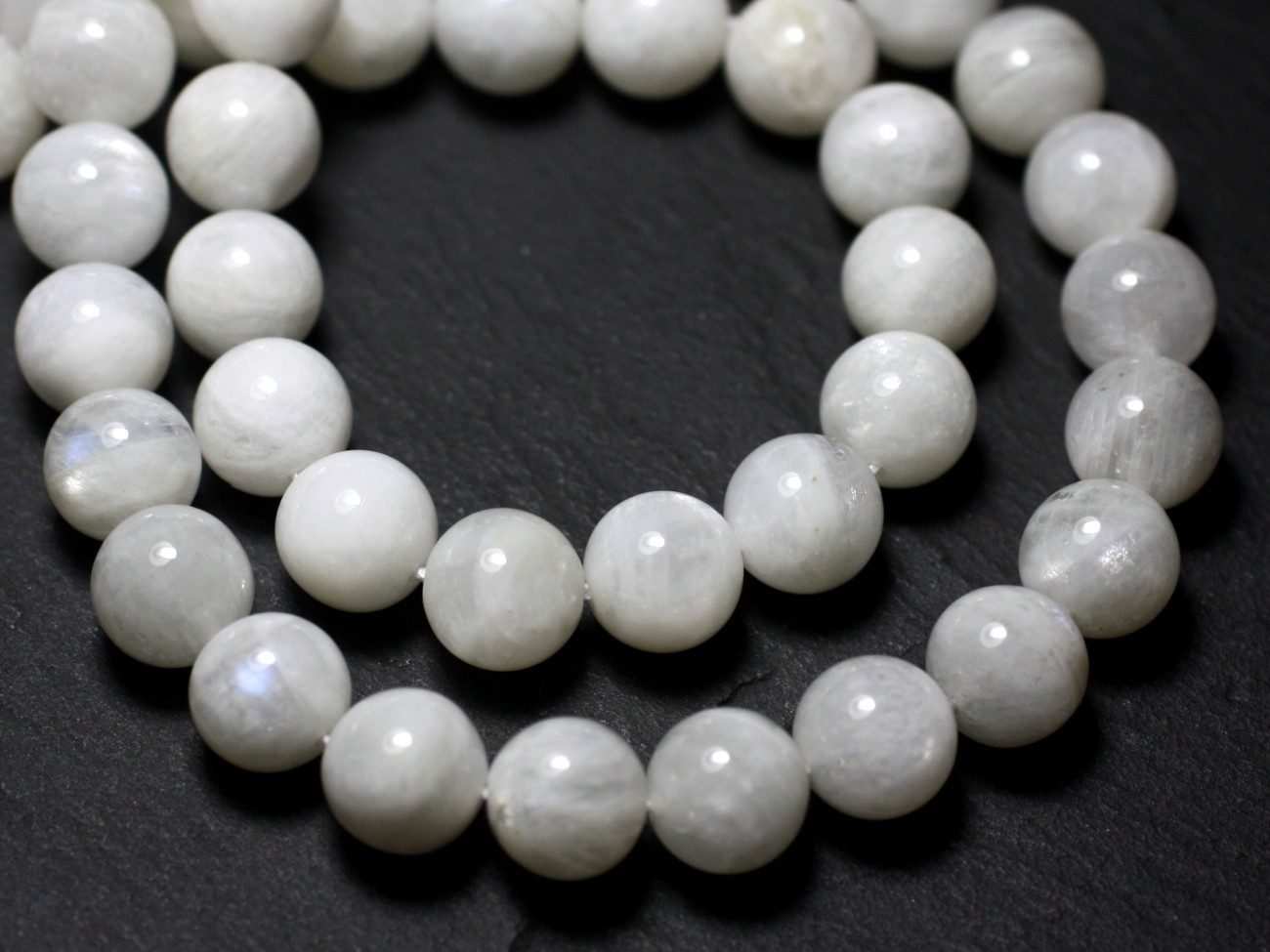 10pc - Perles de Pierre - Pierre de Lune blanche arc en ciel Boules 6mm - 8741140029231