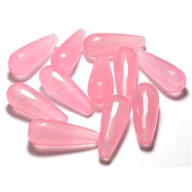 1pc - Cuentas de piedra - Lágrima facetada de jade 28 mm Caramelo rosa claro - 8741140028296