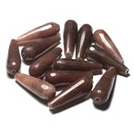 Fil 39cm 13pc env - Perle de Pierre - Jade Gouttes Facettées 30mm Marron Fil 39cm 13pc env - Perle de Pierre - Jade Gouttes Facettées 30mm Marron