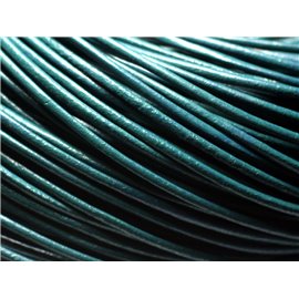 5 Meter - Runde Lederschnur 2mm Blaue pfauengrüne Ente - 8741140029248