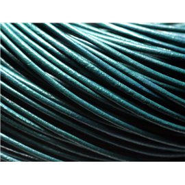 5 meters - Round Leather Cord 2mm Blue peacock green duck - 8741140029248