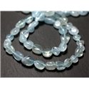 Fil 39cm 48pc env - Perles de Pierre - Aigue Marine Nuggets Olives 5-11mm