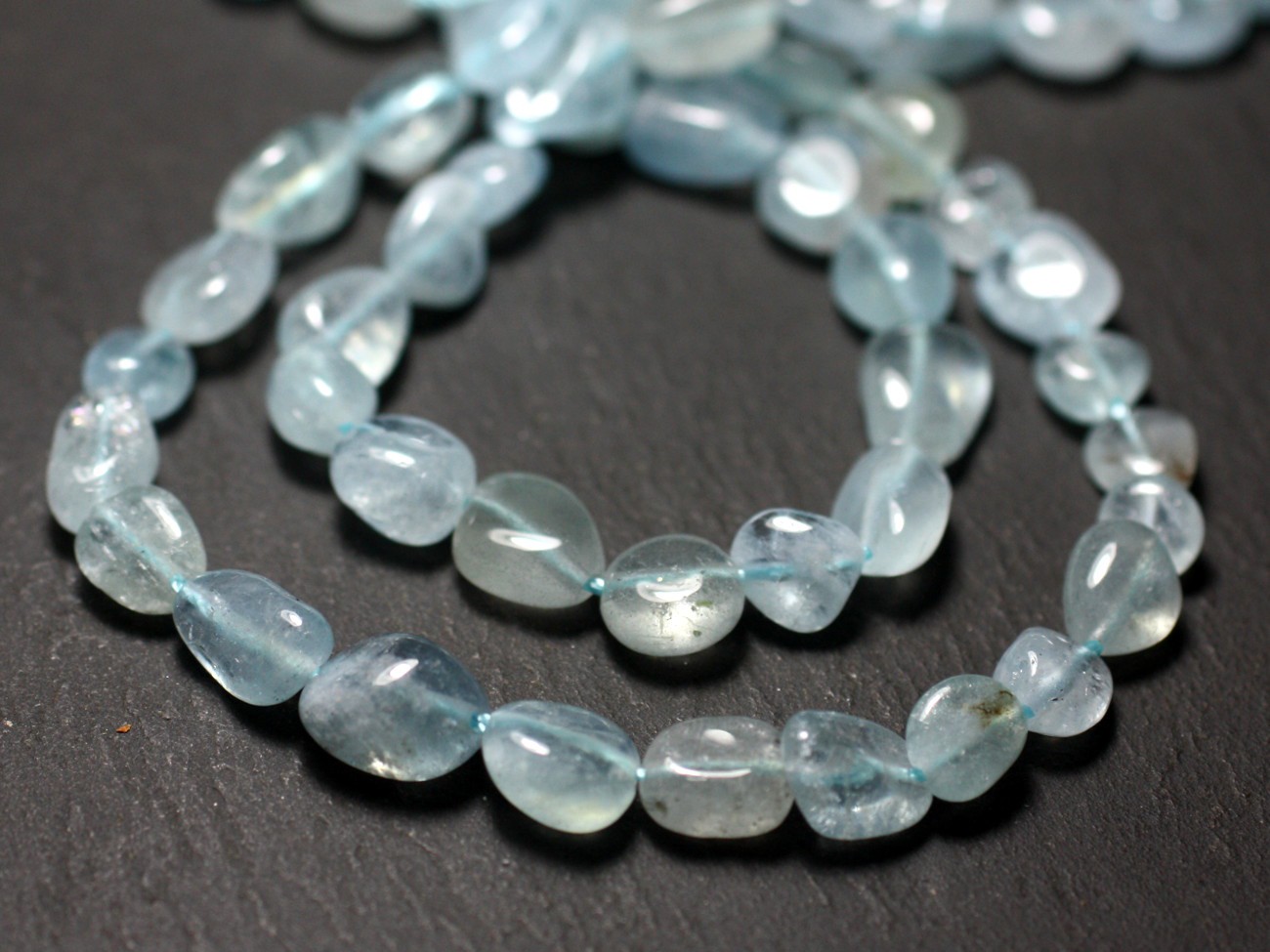 4pc - Perles de Pierre - Aigue Marine Nuggets Olives 5-11mm - 8741140029279