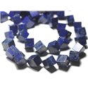 Fil 39cm 26pc env - Perles de Pierre - Lapis Lazuli Cubes 10-14mm