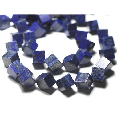 Fil 39cm 26pc env - Perles de Pierre - Lapis Lazuli Cubes 10-14mm