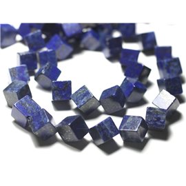 Rijg ongeveer 39cm 26pc - Stenen kralen - Lapis Lazuli kubussen 10-14 mm