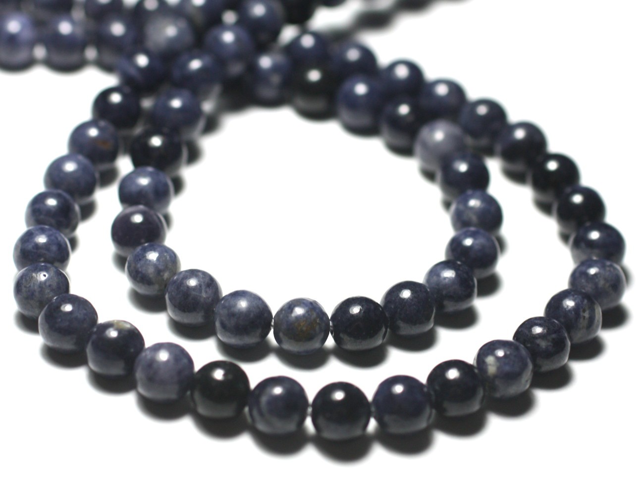 Fil 39cm 95pc env - Perles de Pierre - Saphir Bleu Boules 4mm