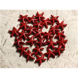 Thread 38cm approx 35pc - Synthetic Turquoise Beads Starfish 14mm Red
