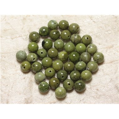 Fil 39cm 45pc env - Perles de Pierre - Jade Nephrite Canada Boules 8mm