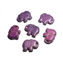 Fil 39cm 13pc env - Grande Perle Pendentif en Pierre Turquoise synthèse - Elephant 40mm Violet