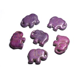 Fil 39cm 13pc env - Grande Perle Pendentif en Pierre Turquoise synthèse - Elephant 40mm Violet