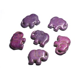 Thread 39cm 13pc env - Large Pearl Pendant in Turquoise Stone synthesis - Elephant 40mm Purple
