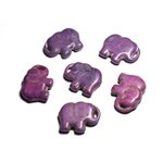 Fil 39cm 13pc env - Grande Perle Pendentif en Pierre Turquoise synthèse - Elephant 40mm Violet