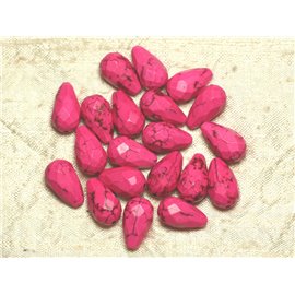 Filo 39 cm 23 pz circa - Perline sintetiche turchesi sfaccettate gocce 16x9 mm rosa