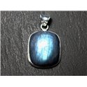 n13 - Pendentif Argent 925 et Pierre - Labradorite Rectangle 25x22mm - 8741140027176